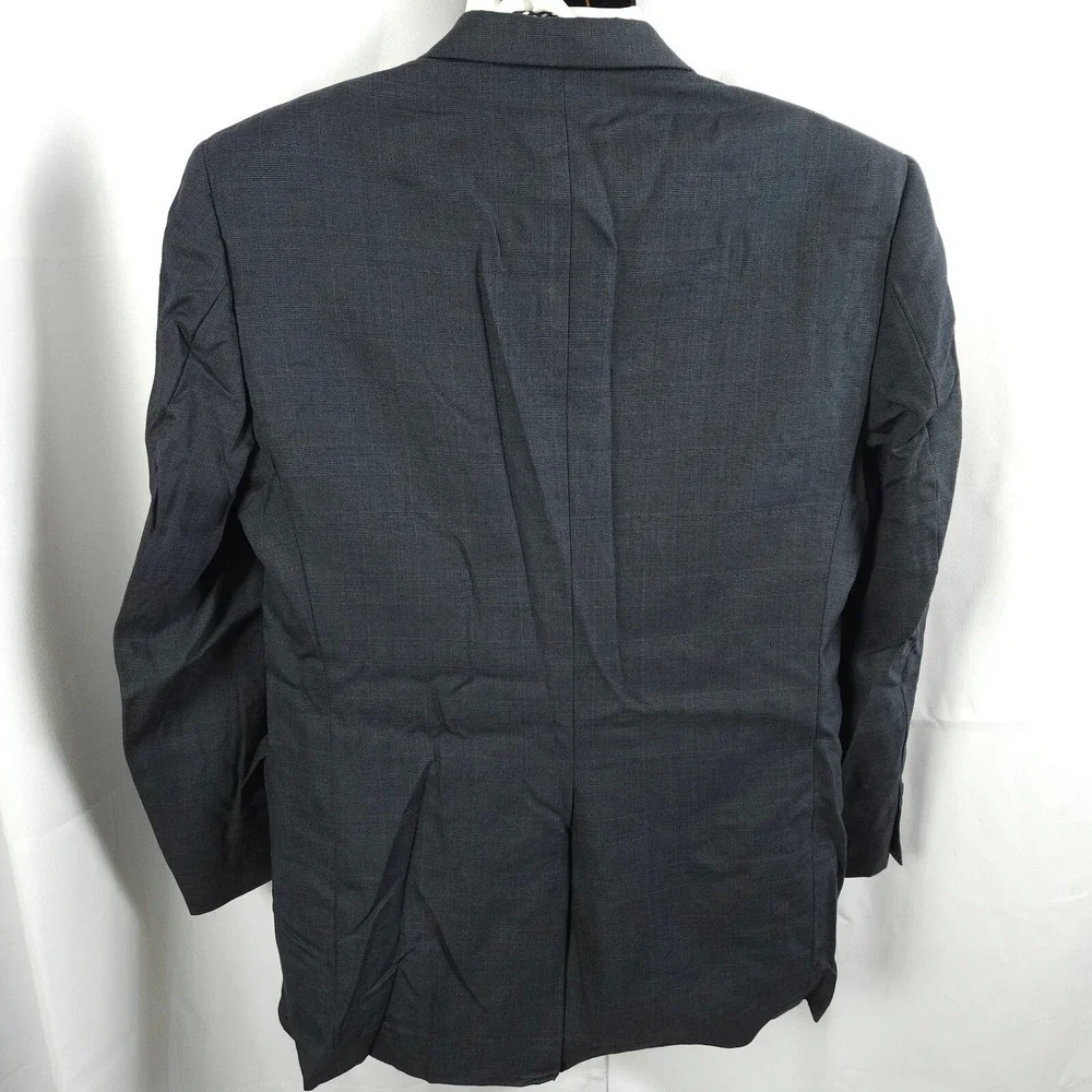 Hart‎ Schaffner Marx Men's Navy Plaid Wool Sport Coat Blazer 40R